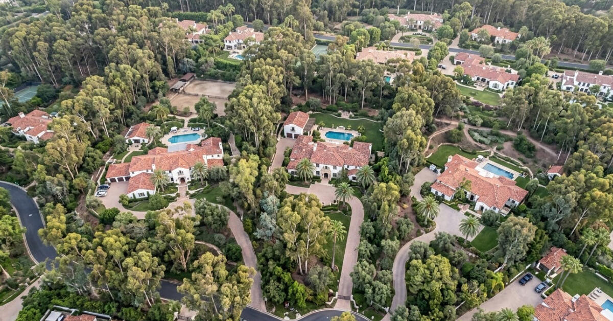 Costal Canyon Neighborhood An aerial image of a neighborhood in a coastal canyon