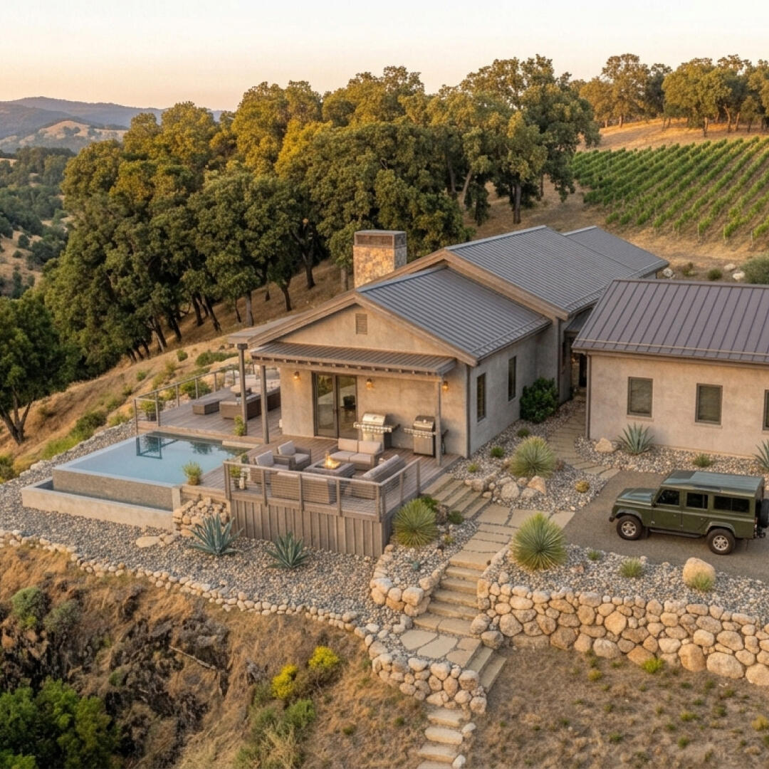 A wildfire prepared home with scenic view